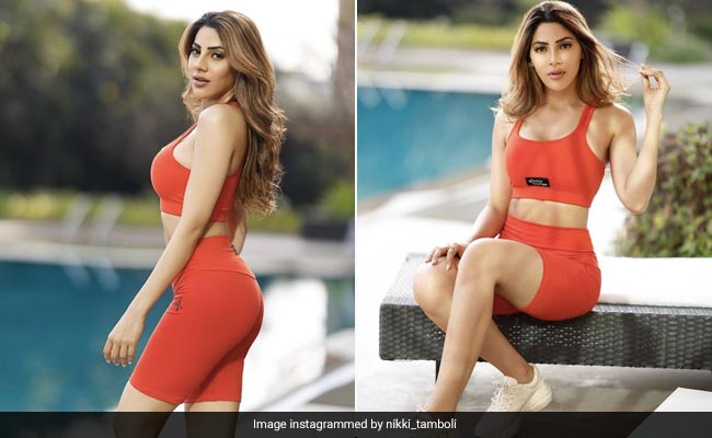 We've Got All Eyes On Nikki Tamboli In Her Edgy Red Athleisure Co-Ord Set