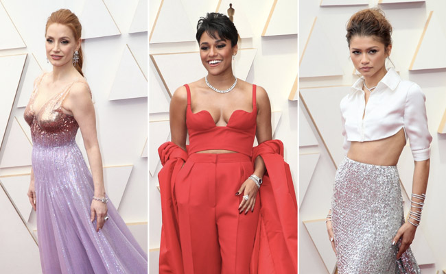 Oscars 2022: This Year's Red Carpet Had Bling, Blue Ribbons For Ukraine And More