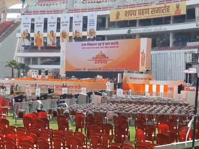Grand Arrangements At Lucknow Stadium For Yogi Adityanath's Swearing-In