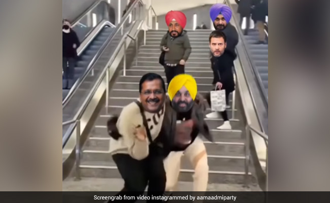Watch: Arvind Kejriwal, Bhagwant Mann 'Dance' To '<i>Kacha Badam</i>' In AAP's Video