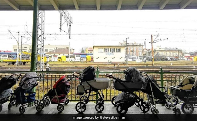Poland Mothers Leave Empty Strollers At Station For Ukraine Refugees