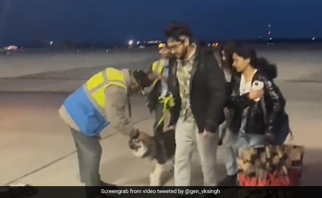 Watch: "4-Legged Friend" Welcomed By Minister On Flight Out Of Ukraine