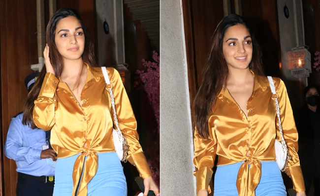 Kiara Advani's Jeans And Golden Satin Shirt Is Midweek Dinner Dates Done Right