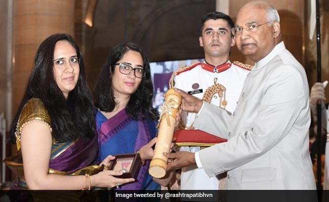Daughters Of Late General Bipin Rawat Receive His Padma Vibhushan Award