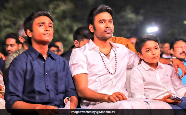 Dhanush Makes First Public Appearance With Sons Yatra And Linga After Split With Aishwaryaa Rajinikanth
