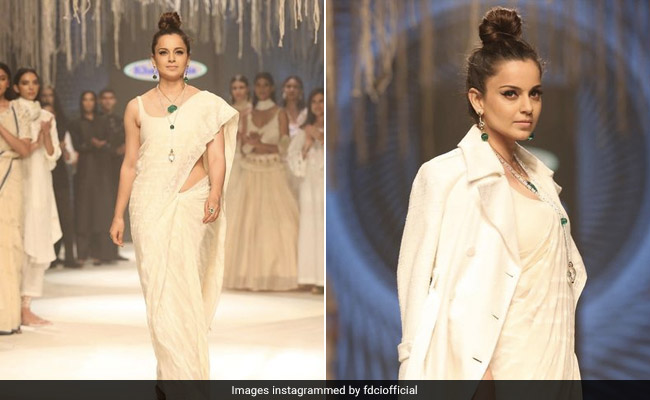 FDCI X Lakme Fashion Week: Kangana Ranaut Looks Stunning As Ever In A Pristine White Saree