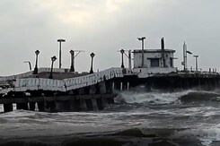 Iconic Pier At Puducherry's Rock beach Collapses Due To High Waves Iconic Pier At Puducherry's Rock beach Collapses Due To High Waves