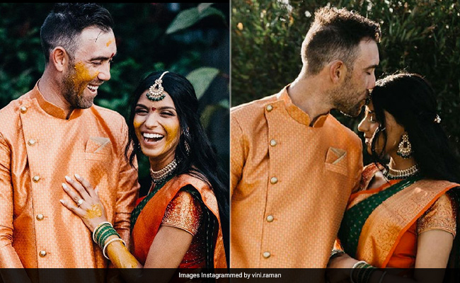 A Peek Into Glenn Maxwell And Vini Raman's Gorgeous Pictures From Their Nalangu Haldi Ceremony