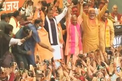 Yogi Adityanath At BJP Office, Celebration With Colours Yogi Adityanath At BJP Office, Celebration With Colours