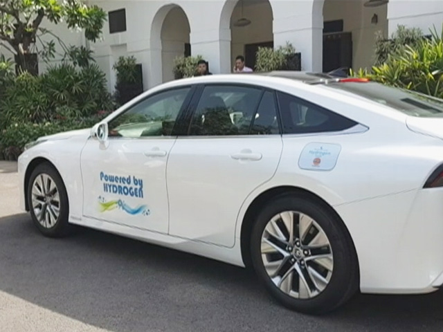 As Fuel Prices Soar, Nitin Gadkari Rolls Into Parliament In Hydrogen Car