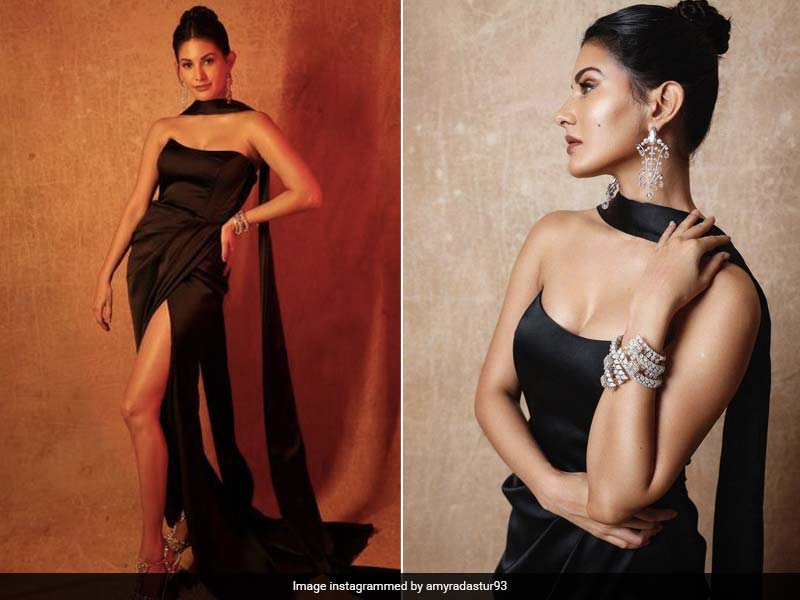 Amyra Dastur Gives Her Black Strapless Gown A Stylish Upgrade With This Accessory