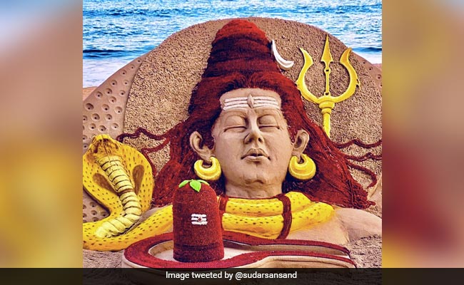 Odisha Sand Artist's Sculpture On Maha Shivratri Has 23,000 Rudraksha Beads