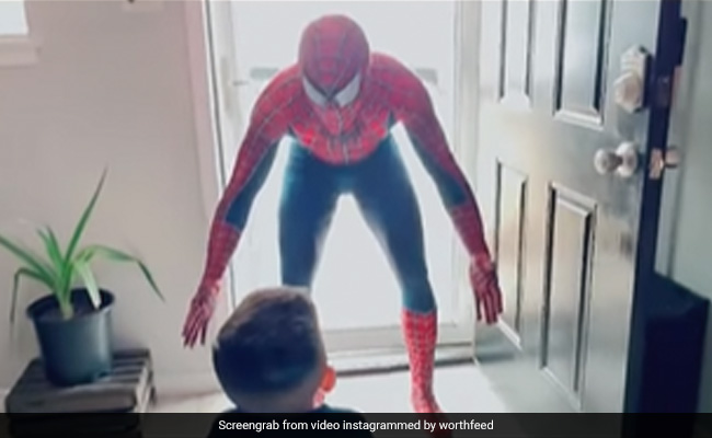 बच्चे के सामने अचानक आकर खड़ा हो गया Spider Man, देखते ही खो बैठा होश, फिर हुआ कुछ ऐसा - देखें Video