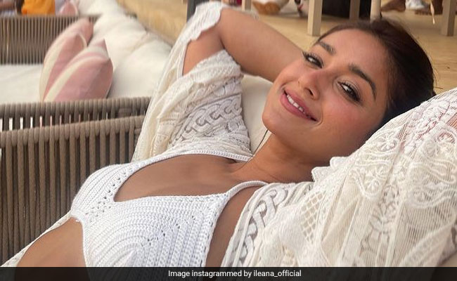 Ileana D'Cruz's White Crochet Bralette And Matching Lace Cape Makes The Beach Look So Dreamy