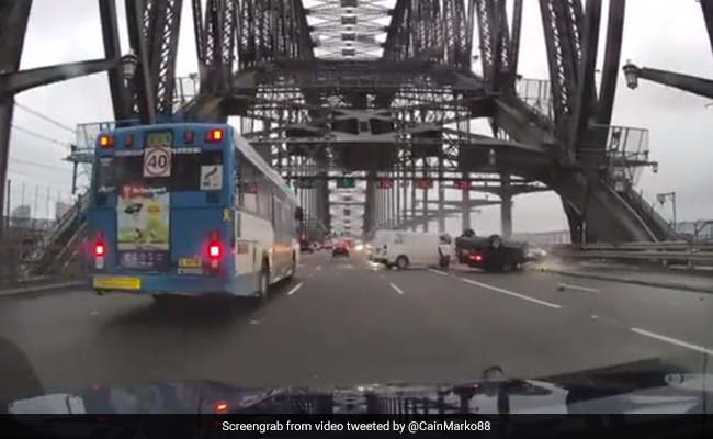 Stolen SUV Crashes Into Van At High Speed On Sydney Harbour Bridge, Bursts Into Flames