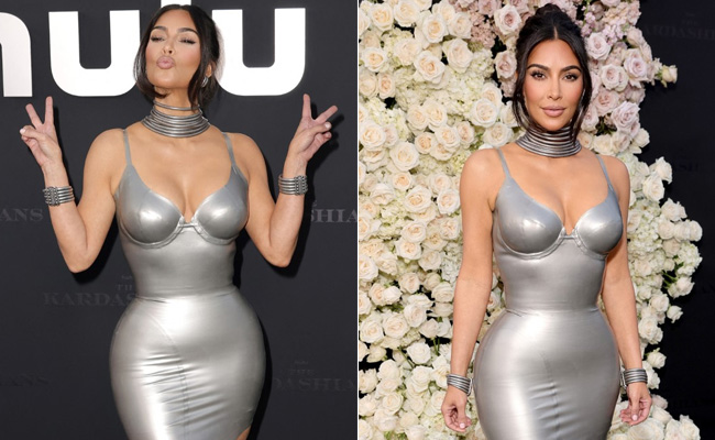 Kim Kardashian's Grey Gown Stole All The Spotlights At The Kardashians' Premiere