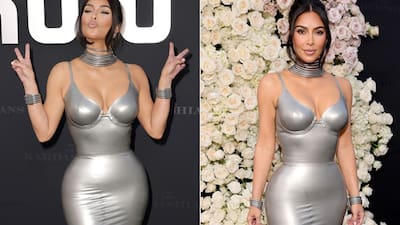 kardashian grey dress Kim Kardashian's Gown Stole All The Spotlights At The Kardashians' Premiere kim kardashian met gala 2022