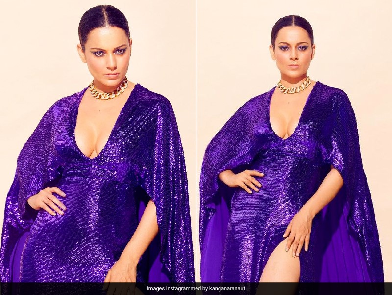 Kangana Ranaut Dazzles Us In A Shimmering Gown In Deep Purple