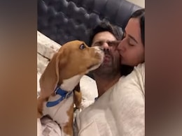 Varun Dhawan Gets Kisses From His Wife Natasha Dalal And Pet Dog Joey Varun Dhawan Gets Kisses From His Wife Natasha Dalal And Pet Dog Joey