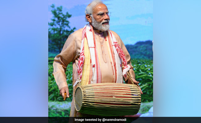 PM Modi Plays Dhol At Bihu Celebrations In Delhi