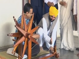 Arvind Kejriwal At Sabarmati Ashram As AAP Tries To Weave Gujarat Story Arvind Kejriwal At Sabarmati Ashram As AAP Tries To Weave Gujarat Story