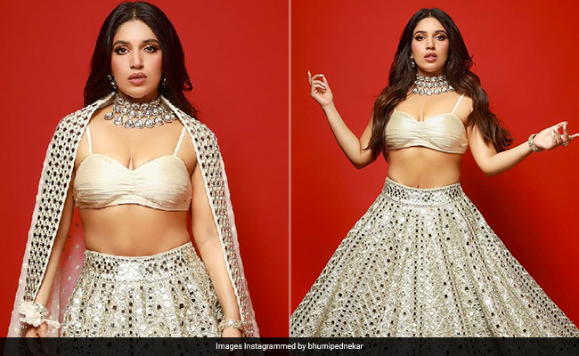 It Doesn't Get Anymore Festive Than Bhumi Pednekar Dazzling In A Sparkly Lehenga