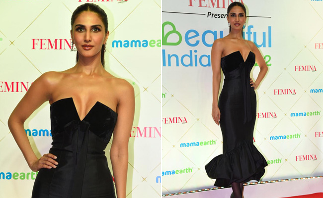 Vaani Kapoor Sets Our Hearts Aflutter In A Strapless Black Ruffled Midi Dress