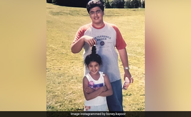 Arjun And Sister Janhvi In Throwback Gold. Pic Courtesy: Dad Boney Kapoor