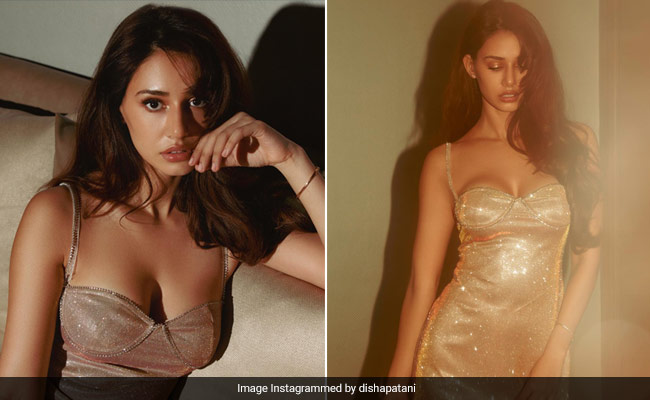 Disha Patani Starts Her Week On A Jazzy Note In A Sparkly Rose Gold Dress