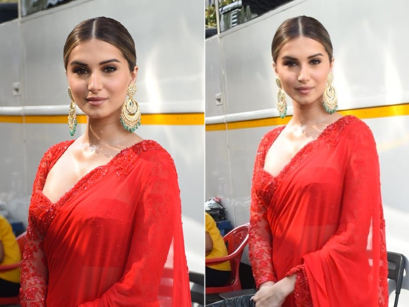 Painting The Town Red Is Tara Sutaria In A Stunning Lace Saree