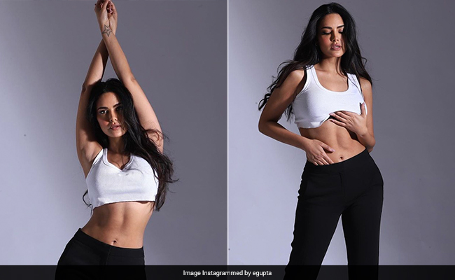 Esha Gupta Goes Back To The Basics In A White Crop Top And Black Pants