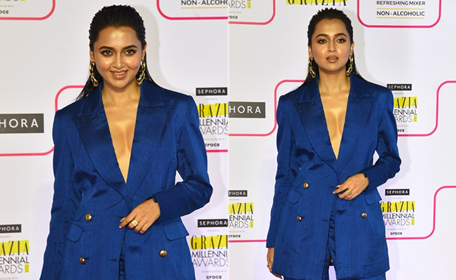 Tejasswi Prakash Gives A Bold Spin To Power Dressing In A Royal Blue Pantsuit
