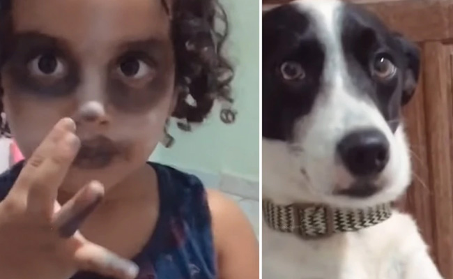 इस बच्ची ने अपने पालतू कुत्ते की तरह दिखने के लिए फनी मेकअप, लोगों ने कहा- कितना प्यारा बच्चा है