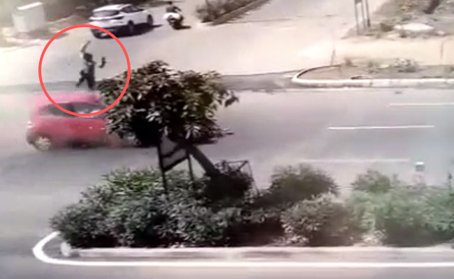 Watch: Car Hits Biker, Tosses Him In The Air Near Delhi
