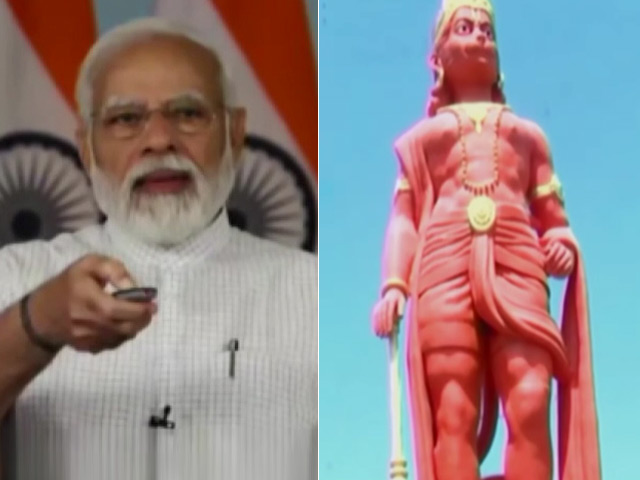 PM Modi Unveils 108 Feet Statue Of Lord Hanuman In Gujarat's Morbi