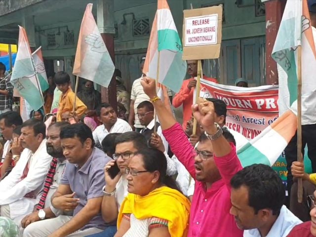 Congress Stages Protest Seeking Jignesh Mevani's Release