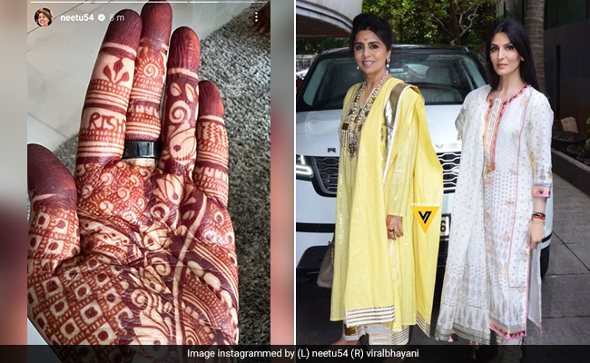 नीतू कपूर ने लगाई ऋषि कपूर के नाम की मेंहदी, बेटे की शादी में यूं सजी रणबीर की मम्मी