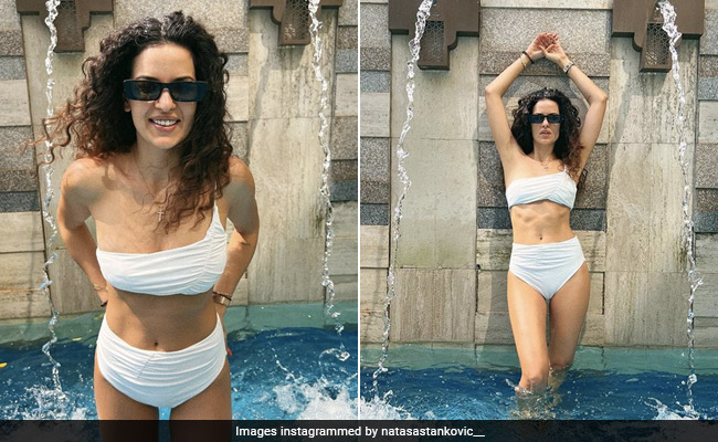 Natasa Stankovic In A Stunning White Swimsuit Shows Us How To Beat The Heat In Style
