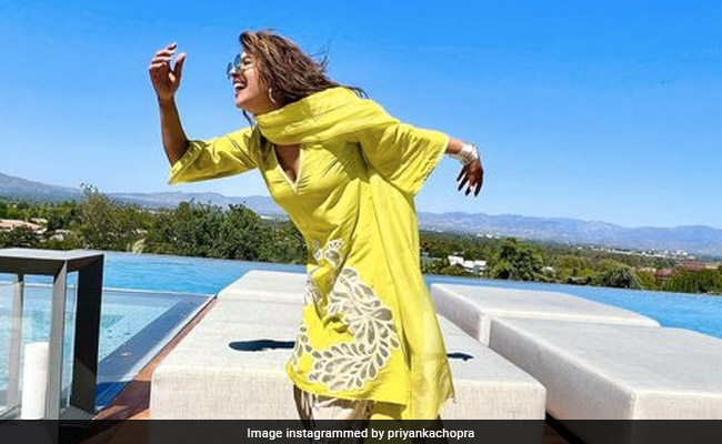 Just Priyanka Chopra In A Yellow <i>Kurta</i> Soaking Up The Los Angeles Sun. See Stunning Pics