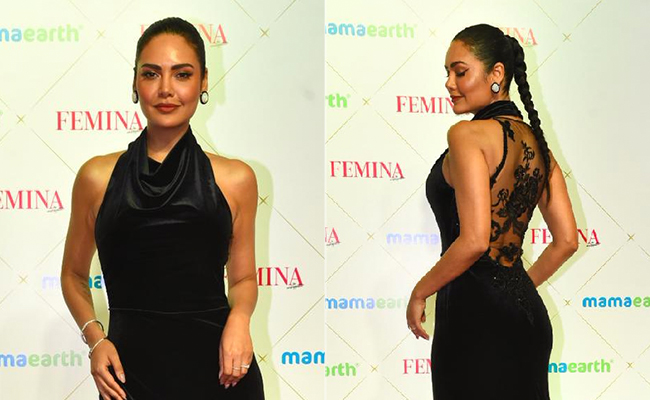 Esha Gupta's Silky Black Gown Has A Bold Backless Feature We Can't Ignore