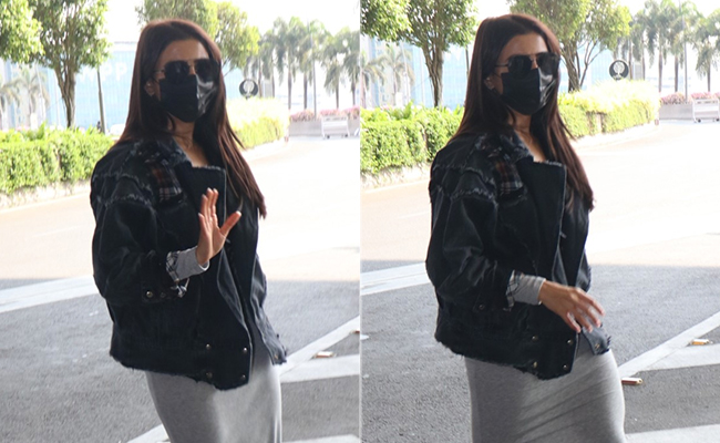 Samantha Ruth Prabhu's Airport Style Is On Point With A Statement Jacket Over A Grey Dress