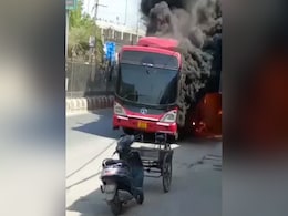 In Video, Huge Fire Destroys Delhi Government Bus On Road In Video, Huge Fire Destroys Delhi Government Bus On Road