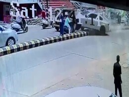 On Camera, Speeding BMW Jumps Divider, Smashes Into Woman On Scooty On Camera, Speeding BMW Jumps Divider, Smashes Into Woman On Scooty