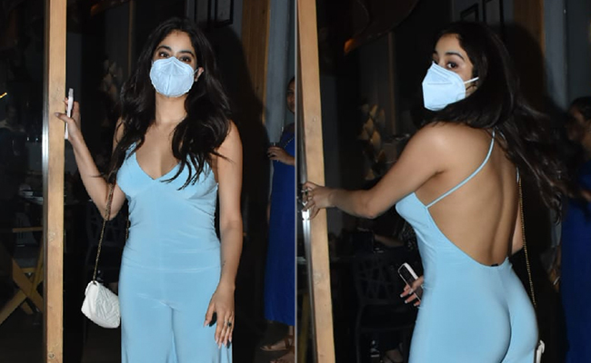 Janhvi Kapoor's Backless Blue Jumpsuit Is Dinner Date Dressing Done Right