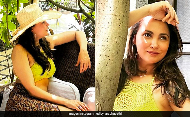 Lara Dutta Has Still Got It In A Neon Crochet Swimsuit And Sarong