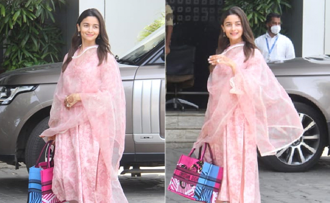 Alia Bhatt Is A Glowing Newlywed In A Pink Floral Suit With Her Rs 2.7 Lakh Dior Bag