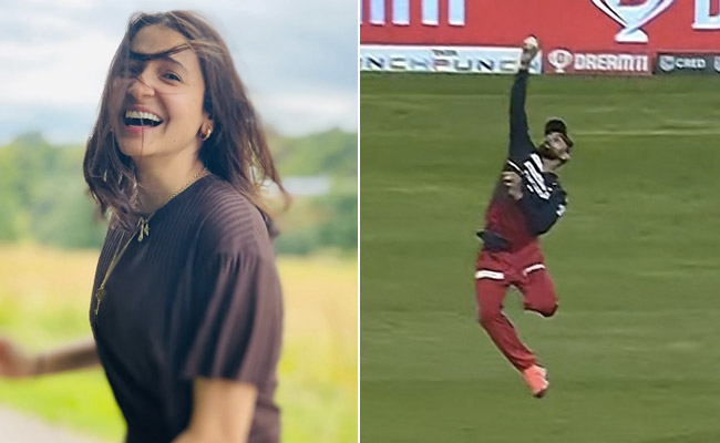 Anushka Sharma's Unmissable Reaction After Virat Kohli Takes One-handed Catch At IPL Match