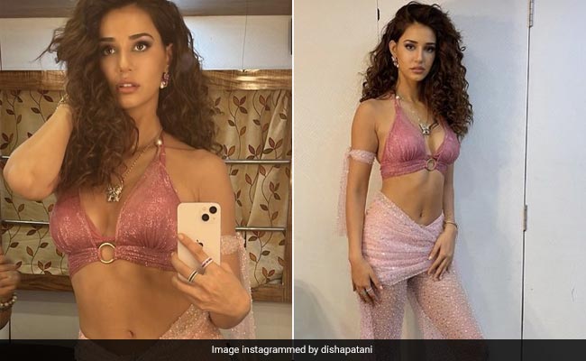 Disha Patani Doubles Up As Glam Barbie In A Shimmery Pink Mesh Pant And Top