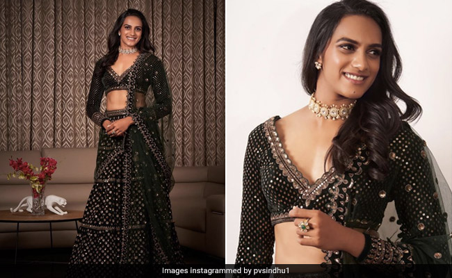 PV Sindhu Sparkles Her Heart Out In A Rs 1.2 Lakh Gorgeous Green Vvani By Vani Vats <i>Lehenga</i>