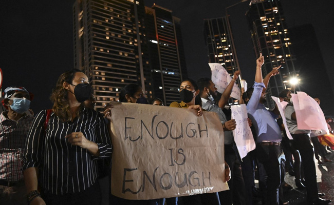 Night Protest Again Outside Lankan President's Secretariat